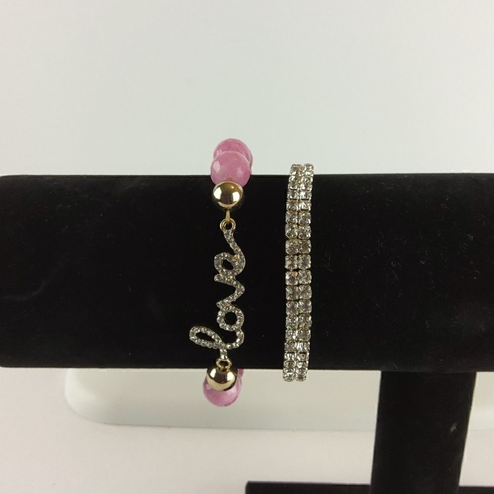 (3/$20) elastic beaded love and tennis bracelets